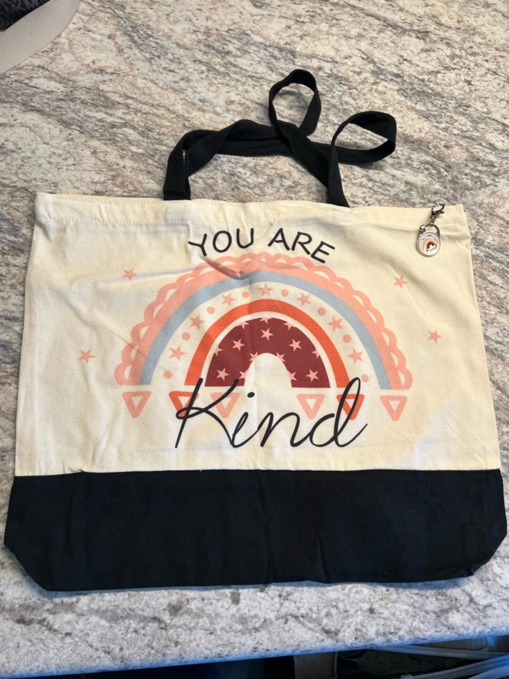 Canvas Tote Bag and Keychain Purse Charm with 2 extra Thank You gifts